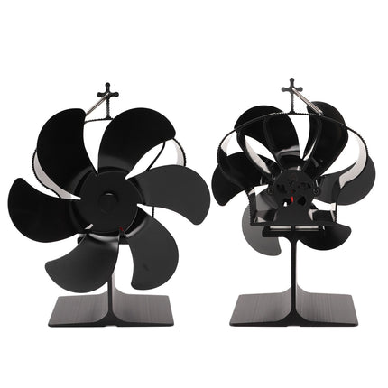 6 Blades Heat Powered Stove Fan Non Electric Self Starting Fireplace Fan High Temperature Resistant Fan Crown Black
