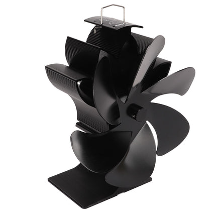 6 Blade Stove Eco Fan Black High Temperature Resistant Self Starting Energy Saving Heat Powered Fan for Home