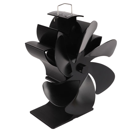 6 Blade Stove Eco Fan Black High Temperature Resistant Self Starting Energy Saving Heat Powered Fan for Home