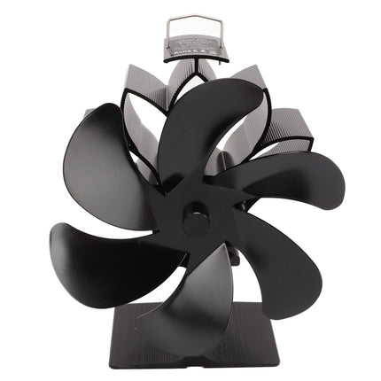 6 Blade Stove Eco Fan Black High Temperature Resistant Self Starting Energy Saving Heat Powered Fan for Home