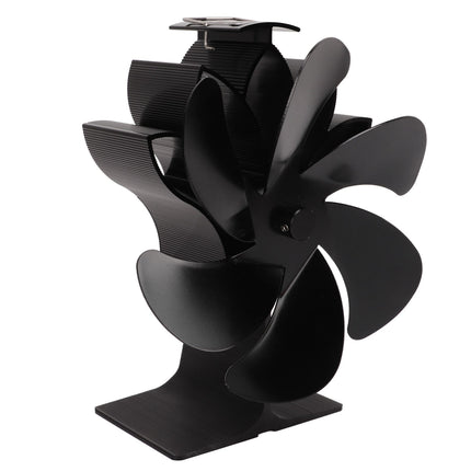 6 Blade Stove Eco Fan Black High Temperature Resistant Self Starting Energy Saving Heat Powered Fan for Home