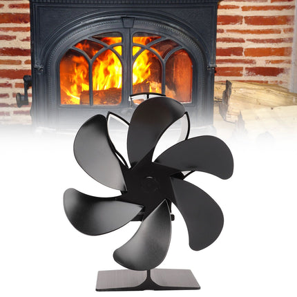 6 Blade Stove Eco Fan Black High Temperature Resistant Self Starting Energy Saving Heat Powered Fan for Home