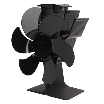 Heat Powered Fireplace Fan Non Electric Self Starting Stove Fan High Temperature Resistant Energy Saving Fan 6 Blades Black