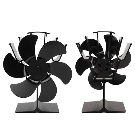 Heat Powered Fireplace Fan Non Electric Self Starting Stove Fan High Temperature Resistant Energy Saving Fan 6 Blades Black