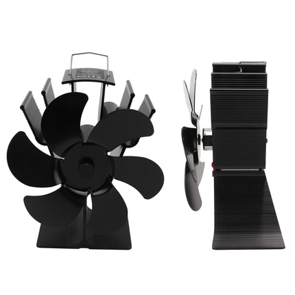 Heat Powered Fireplace Fan Non Electric Self Starting Stove Fan High Temperature Resistant Energy Saving Fan 6 Blades Black