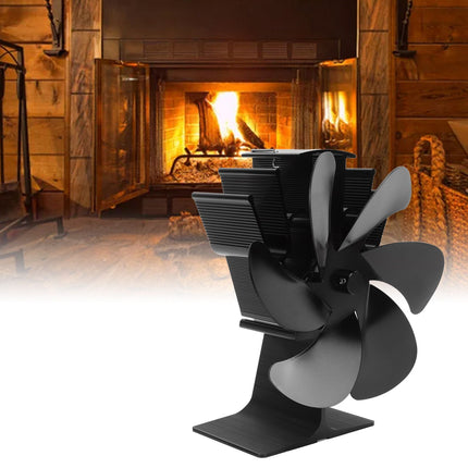 6 Blades Heat Powered Stove Fan Self Starting High Temperature Resistant Fireplace Fan LT385 4 Black 165mm Diameter