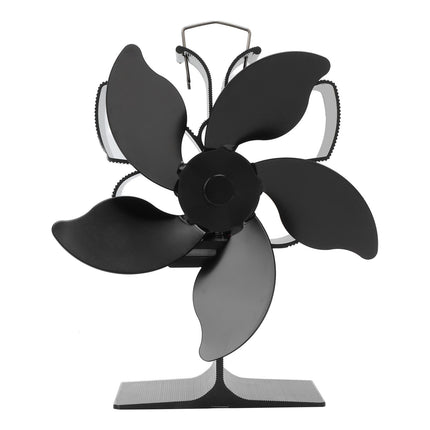 Heat Powered Fireplace Fan Black Stove Fan 5 Blades Thermal Power High Temperature Proof Eco Friendly Energy Saving
