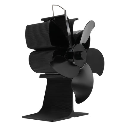 Heat Powered Fireplace Fan Black Stove Fan 5 Blades Thermal Power High Temperature Proof Eco Friendly Energy Saving