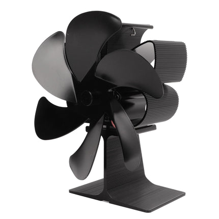6 Blade Stove Eco Fan Black Self Starting High Temperature Resistance Energy Efficiency Heat Powered Fan for Home
