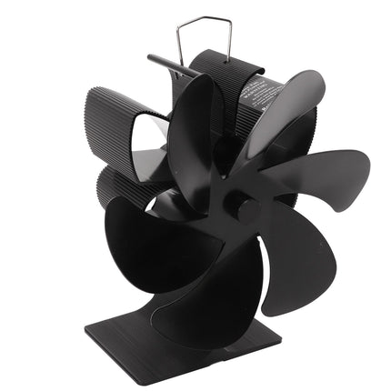 6 Blade Stove Eco Fan Black Self Starting High Temperature Resistance Energy Efficiency Heat Powered Fan for Home