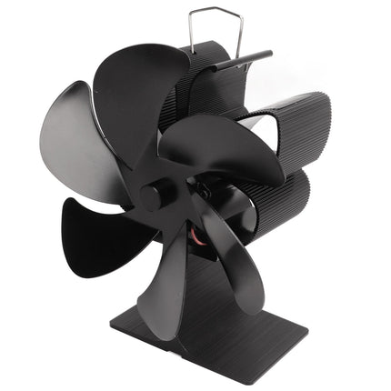 6 Blade Stove Eco Fan Black Self Starting High Temperature Resistance Energy Efficiency Heat Powered Fan for Home