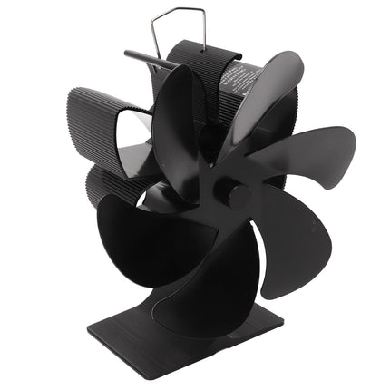 6 Blade Stove Eco Fan Black Self Starting High Temperature Resistance Energy Efficiency Heat Powered Fan for Home