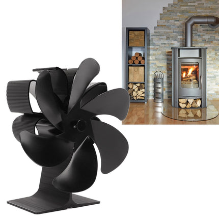 6 Blade Stove Eco Fan Black Self Starting High Temperature Resistance Energy Efficiency Heat Powered Fan for Home