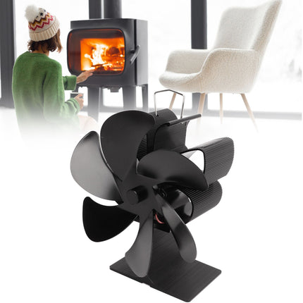 6 Blade Stove Eco Fan Black Self Starting High Temperature Resistance Energy Efficiency Heat Powered Fan for Home