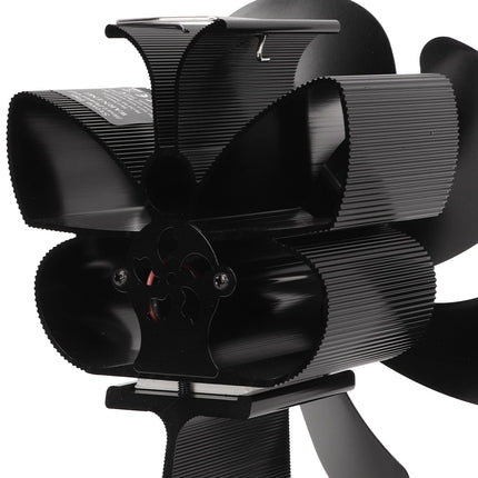 6 Blade Stove Eco Fan Black Self Starting High Temperature Resistance Energy Efficiency Heat Powered Fan for Home