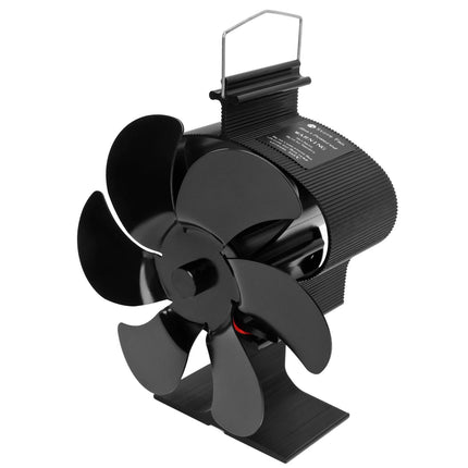6 Blades Heat Powered Fireplace Fan Self Starting Eco Friendly Wood Stove Fan LT380 Black 152mm Diameter