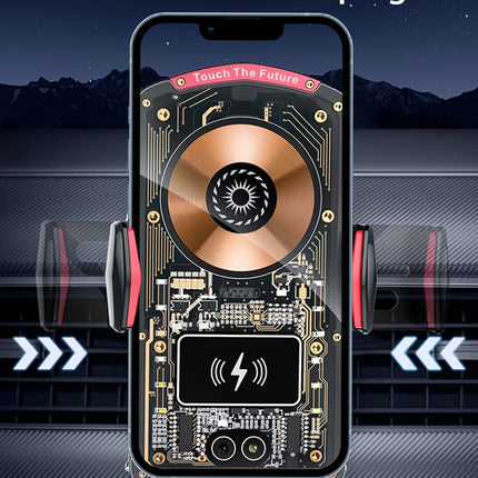 A6 Magnetic Dual Mode Wireless Car Charger Mount for iPhone Samsung Android Phones，red