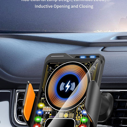 F1 Fast Wireless Car Charger Auto Sensor Phone Mount Holder，black