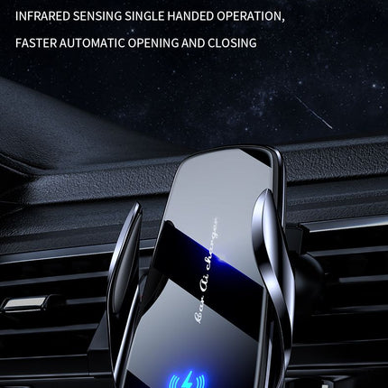 FJ22 Auto Clamping Wireless Car Charger Mount Infrared Air Vent Phone Holder，blue