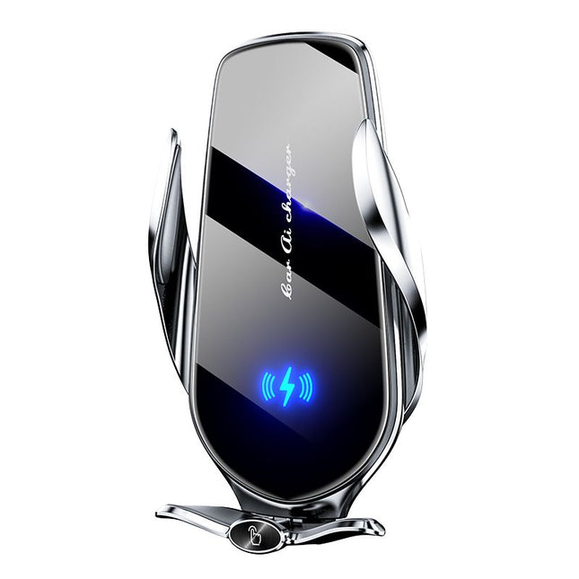 FJ22 Auto Clamping Wireless Car Charger Mount Infrared Air Vent Phone Holder，Silver