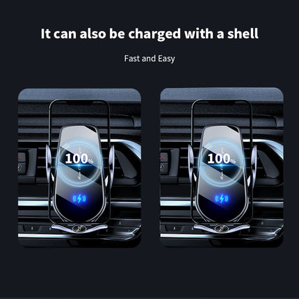 FJ22 Auto Clamping Wireless Car Charger Mount Infrared Air Vent Phone Holder，Silver