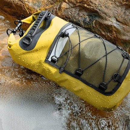 Roll-Top Backpack Dry Bag with Handle for Fishing Boating and Camping Yellow - L
