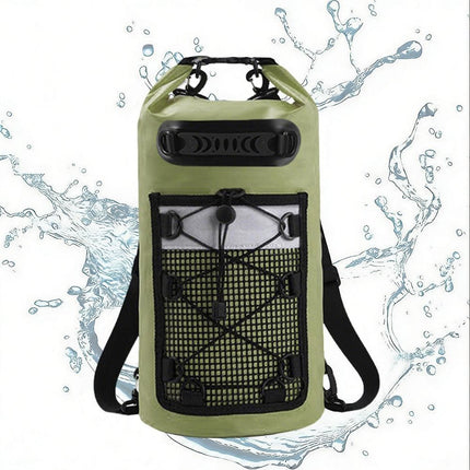Roll-Top Backpack Dry Bag with Handle for Fishing Boating and Camping Green - L