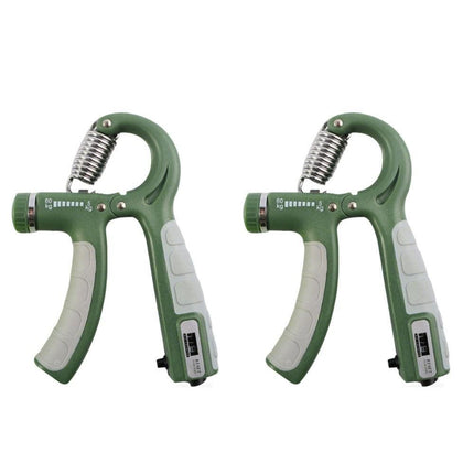 2PCS Adjustable Hand Grip Strengthener with Built-In Counter for Finger and Forearm Training Green