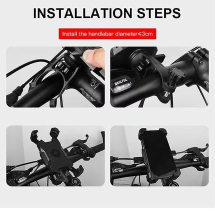 Blue Secure Grip Bike Phone Mount Adjustable 360 Rotation Bicycle Handlebar Holder Universal Cradle For Mtb & Road Cycling Mounts & Holders