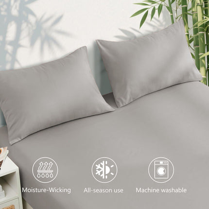 4 Piece Ultra Soft Bamboo Breathable Sheet Set -Hotel 2000TC Breathable Bed Sheets Set with 37 Centimetre Deep Pocket-Breathable Sheets for Hot Sleepers(Silver-gray,King)