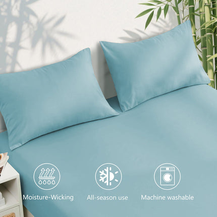 4 Piece Ultra Soft Bamboo Breathable Sheet Set -Hotel 2000TC Breathable Bed Sheets Set with 37 Centimetre Deep Pocket-Breathable Sheets for Hot Sleepers(Sky Blue,King)