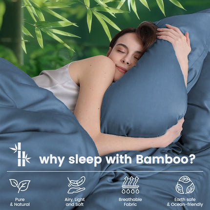 3 Piece Ultra Soft Bamboo Breathable Sheet Set -Hotel 2000TC Breathable Bed Sheets Set with 37 Centimetre Deep Pocket-Breathable Sheets for Hot Sleepers(Navy,King Single)