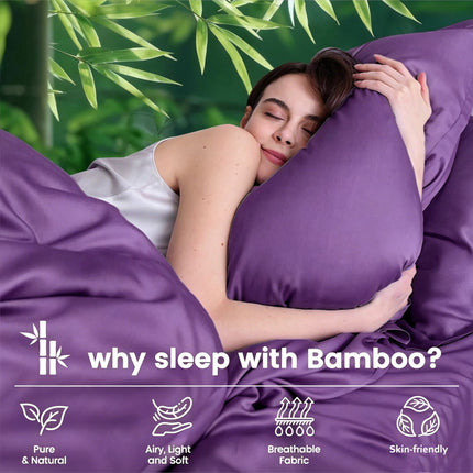 3 Piece Ultra Soft Bamboo Breathable Sheet Set -Hotel 2000TC Breathable Bed Sheets Set with 37 Centimetre Deep Pocket-Breathable Sheets for Hot Sleepers(Purple,King Single)