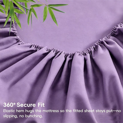 3 Piece Ultra Soft Bamboo Breathable Sheet Set -Hotel 2000TC Breathable Bed Sheets Set with 37 Centimetre Deep Pocket-Breathable Sheets for Hot Sleepers(Purple,King Single)