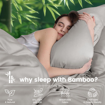 3 Piece Ultra Soft Bamboo Breathable Sheet Set -Hotel 2000TC Breathable Bed Sheets Set with 37 Centimetre Deep Pocket-Breathable Sheets for Hot Sleepers(Silver-gray,King Single)