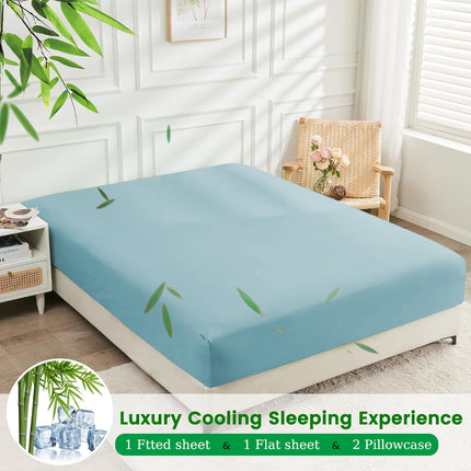 3 Piece Ultra Soft Bamboo Breathable Sheet Set -Hotel 2000TC Breathable Bed Sheets Set with 37 Centimetre Deep Pocket-Breathable Sheets for Hot Sleepers(Sky Blue,King Single)