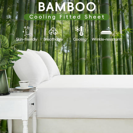 3 Piece Ultra Soft Bamboo Breathable Sheet Set -Hotel 2000TC Breathable Bed Sheets Set with 37 Centimetre Deep Pocket-Breathable Sheets for Hot Sleepers(White,King Single)