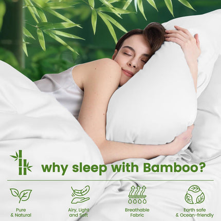 4 Piece Ultra Soft Bamboo Breathable Sheet Set -Hotel 2000TC Breathable Bed Sheets Set with 37 Centimetre Deep Pocket-Breathable Sheets for Hot Sleepers(White,Queen)