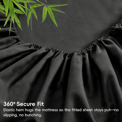 4 Piece Ultra Soft Bamboo Breathable Sheet Set -Hotel 2000TC Breathable Bed Sheets Set with 40 Centimetre Deep Pocket-Breathable Sheets for Hot Sleepers(Black,Super King)