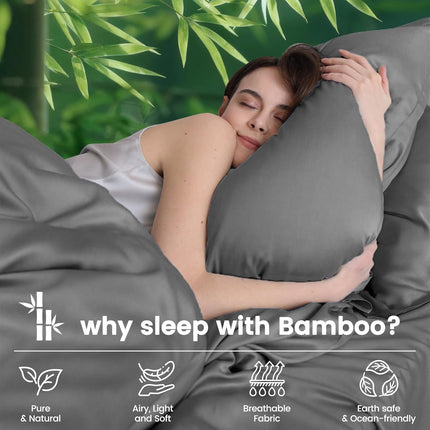 4 Piece Ultra Soft Bamboo Breathable Sheet Set -Hotel 2000TC Breathable Bed Sheets Set with 40 Centimetre Deep Pocket-Breathable Sheets for Hot Sleepers(Grey,Super King)