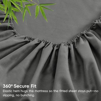 4 Piece Ultra Soft Bamboo Breathable Sheet Set -Hotel 2000TC Breathable Bed Sheets Set with 40 Centimetre Deep Pocket-Breathable Sheets for Hot Sleepers(Grey,Super King)