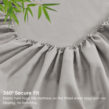 4 Piece Ultra Soft Bamboo Breathable Sheet Set -Hotel 2000TC Breathable Bed Sheets Set with 40 Centimetre Deep Pocket-Breathable Sheets for Hot Sleepers(Silver-gray,Super King)