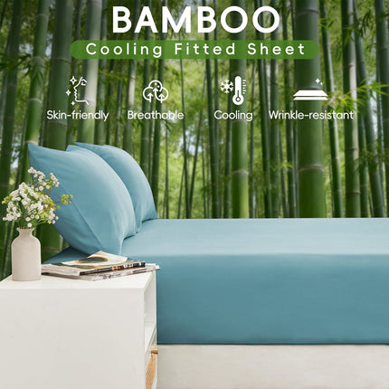 4 Piece Ultra Soft Bamboo Breathable Sheet Set -Hotel 2000TC Breathable Bed Sheets Set with 40 Centimetre Deep Pocket-Breathable Sheets for Hot Sleepers(Sky Blue,Super King)
