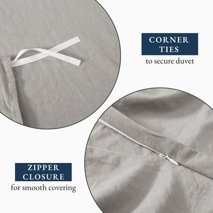 Hotel Soft Microfiber Duvet Cover Set-2000TC Quilt Cover Set & Pillowcases -1 Donna Cover Zipper Closure & 1 x Pillowcases-Breathable Bedding - Wrinkle, Fade, Stain Resistant(Silver-gray,King)
