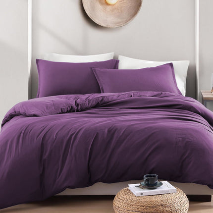 Hotel Soft Microfiber Duvet Cover Set-2000TC Quilt Cover Set & Pillowcases -1 Donna Cover Zipper Closure & 1 x Pillowcases-Breathable Bedding - Wrinkle, Fade, Stain Resistant(Purple,King)