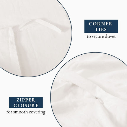 Hotel Soft Microfiber Duvet Cover Set-2000TC Quilt Cover Set & Pillowcases -1 Donna Cover Zipper Closure & 1 x Pillowcases-Breathable Bedding - Wrinkle, Fade, Stain Resistant(Raw white,Queen)