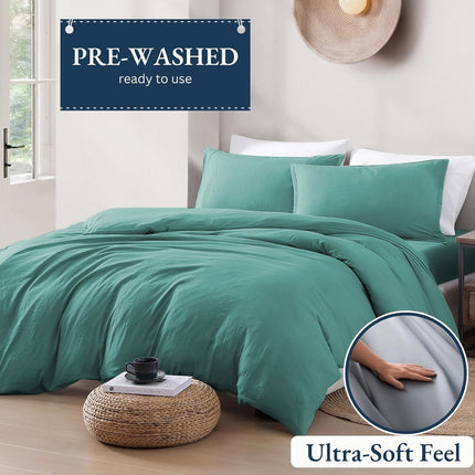Hotel Soft Microfiber Duvet Cover Set-2000TC Quilt Cover Set & Pillowcases -1 Donna Cover Zipper Closure & 1 x Pillowcases-Breathable Bedding - Wrinkle, Fade, Stain Resistant(Biscay blue,Queen)