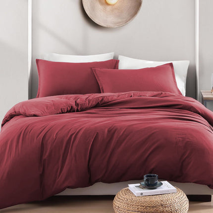 Hotel Soft Microfiber Duvet Cover Set-2000TC Quilt Cover Set & Pillowcases -1 Donna Cover Zipper Closure & 1 x Pillowcases-Breathable Bedding - Wrinkle, Fade, Stain Resistant(Red,Single)