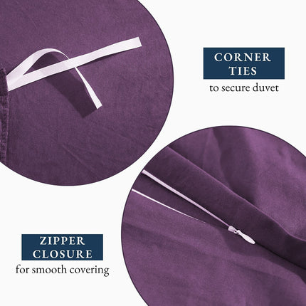 Hotel Soft Microfiber Duvet Cover Set-2000TC Quilt Cover Set & Pillowcases -1 Donna Cover Zipper Closure & 1 x Pillowcases-Breathable Bedding - Wrinkle, Fade, Stain Resistant(Purple,Single)