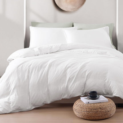 Hotel Soft Microfiber Duvet Cover Set-2000TC Quilt Cover Set & Pillowcases -1 Donna Cover Zipper Closure & 1 x Pillowcases-Breathable Bedding - Wrinkle, Fade, Stain Resistant(White,Super King)